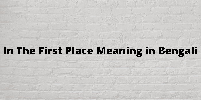 In The First Place Meaning In Bengali - বাংলা অর্থ