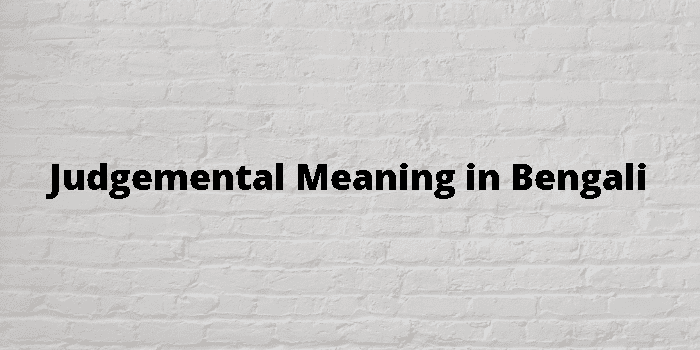 Judgemental Meaning In Bengali - বাংলা অর্থ