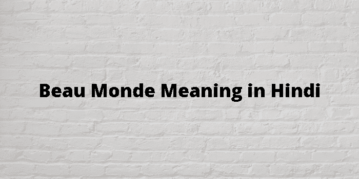 Beau Monde Meaning In Hindi