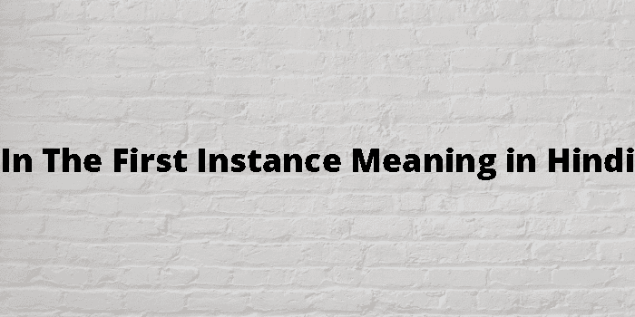 In The First Instance Meaning In Hindi - हिंदी अर्थ