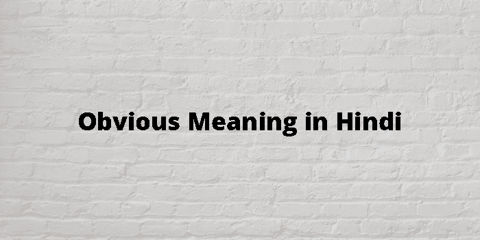 Obvious Meaning In Hindi - हिंदी अर्थ