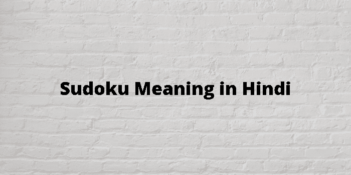Sudoku Meaning In Hindi 