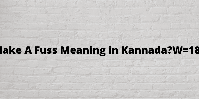  Make A Fuss Meaning In Kannada 