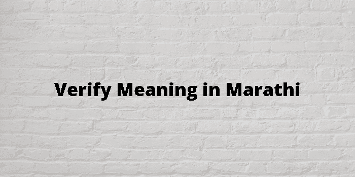 What Meaning Of Verify In Marathi