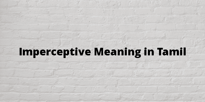 Imperceptive Meaning In Tamil - தமிழ் அர்த்தம்