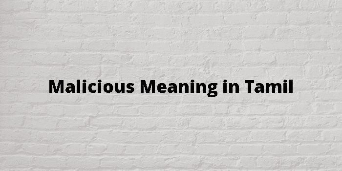 Malicious Meaning In Tamil - தமிழ் அர்த்தம்