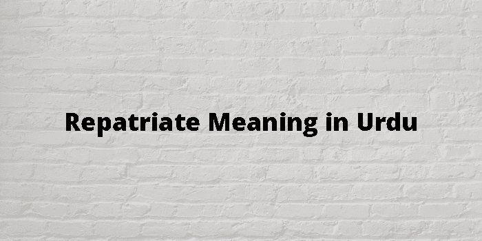 Repatriate Meaning In Urdu - اردو معنی