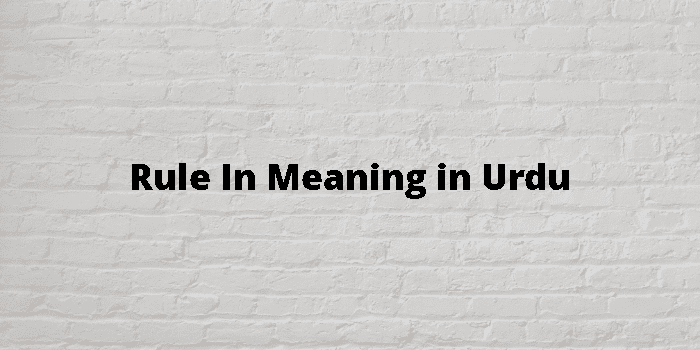 Rule In Meaning In Urdu 